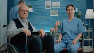Senior man and nurse in a nursing home