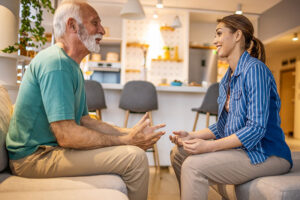 A caregiver goes over techniques to improve communication for people with Parkinson’s.